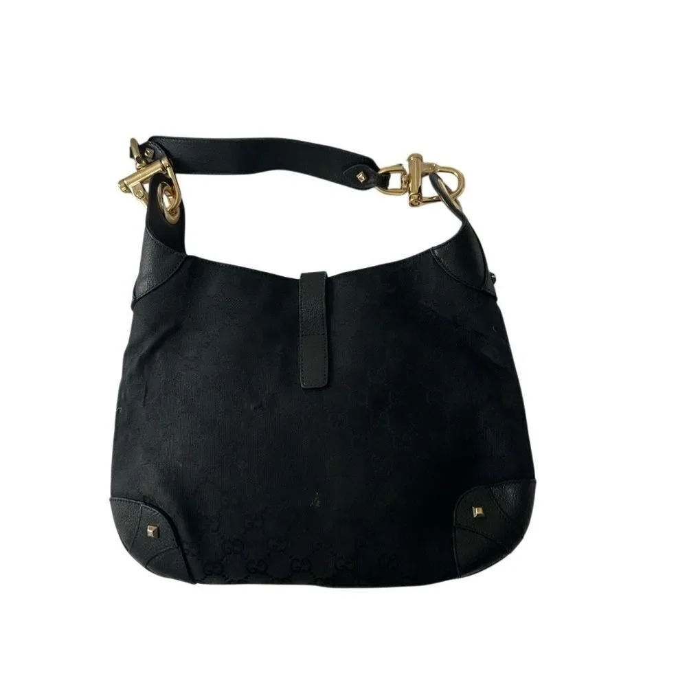 Gucci Black Jackie Hobo with Gold Piston lock